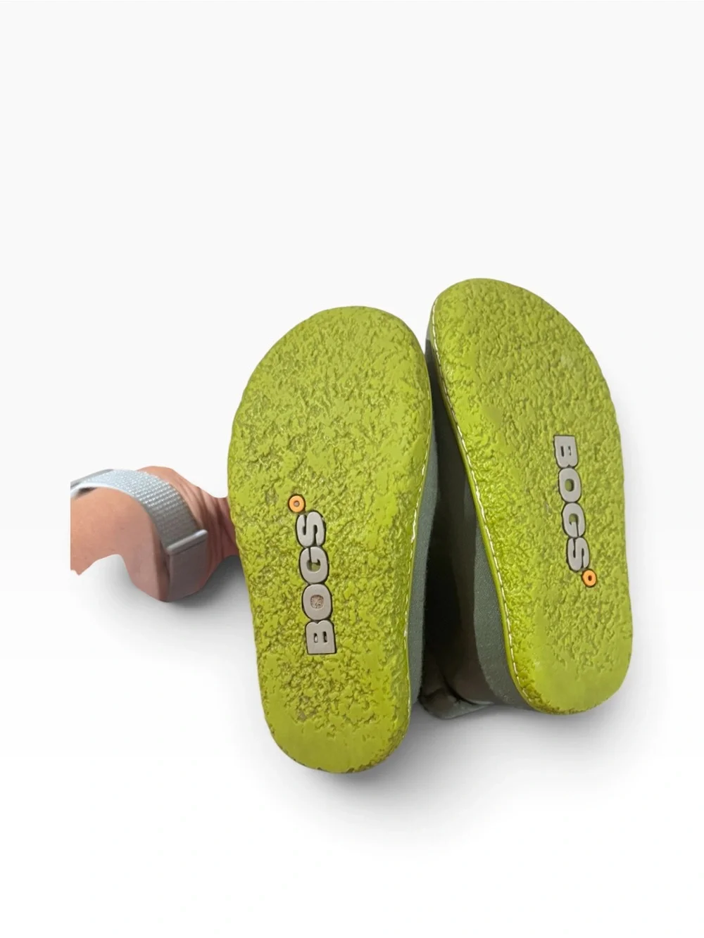 Bogs Kids Olive Green Waterproof Snow Boots with Yellow-Green Soles